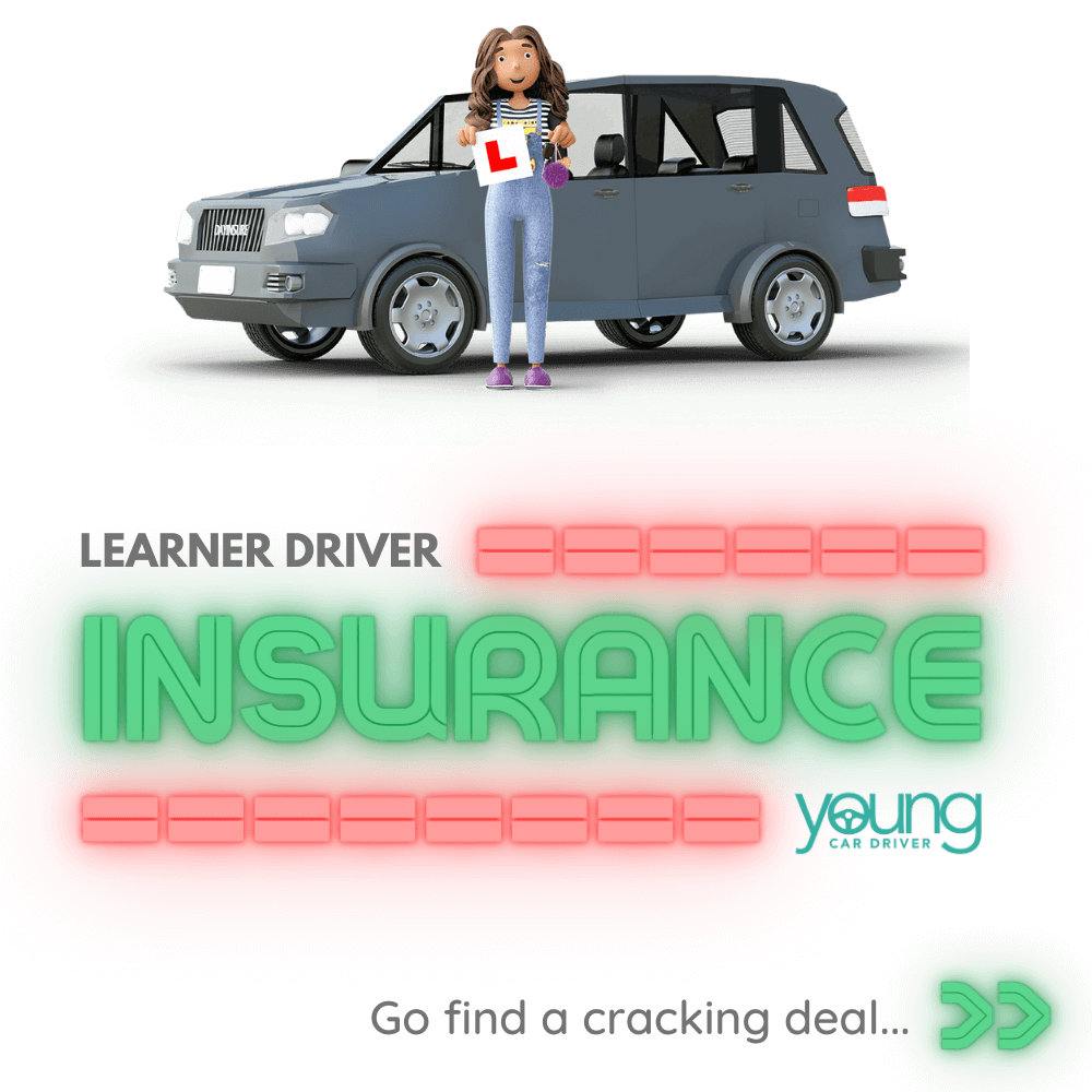 grey car with young women and text learner driver insurance