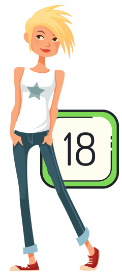young women in jeans with 18 sign in square green boarder the age you can get a credit agreement