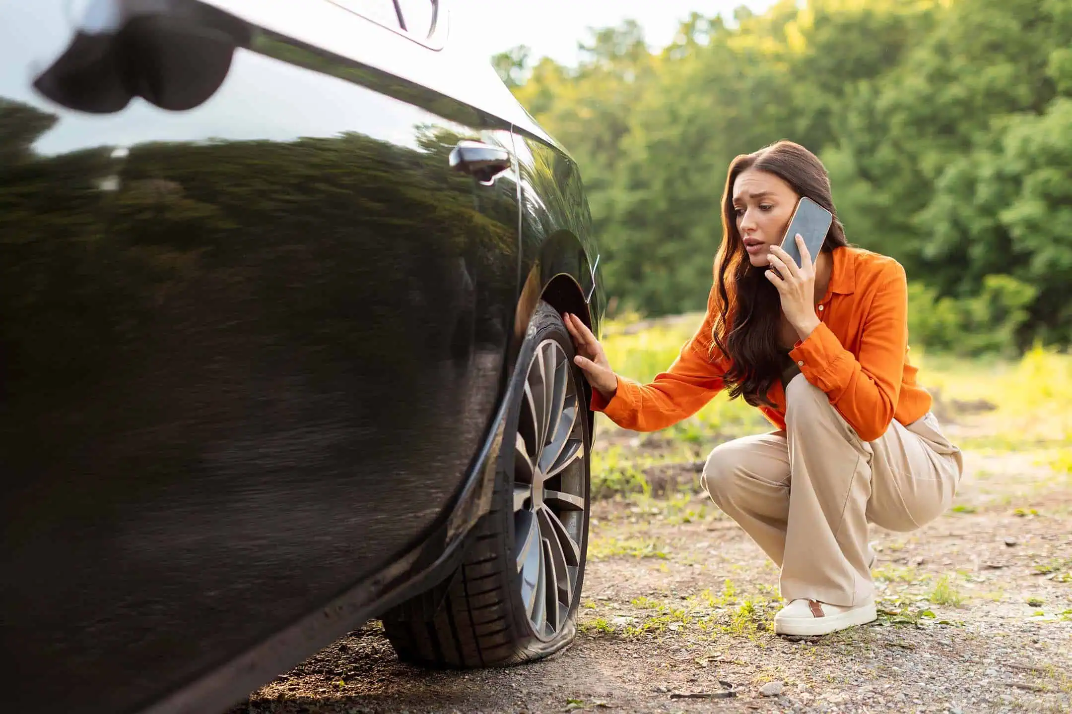 Lady With Flat Tyre