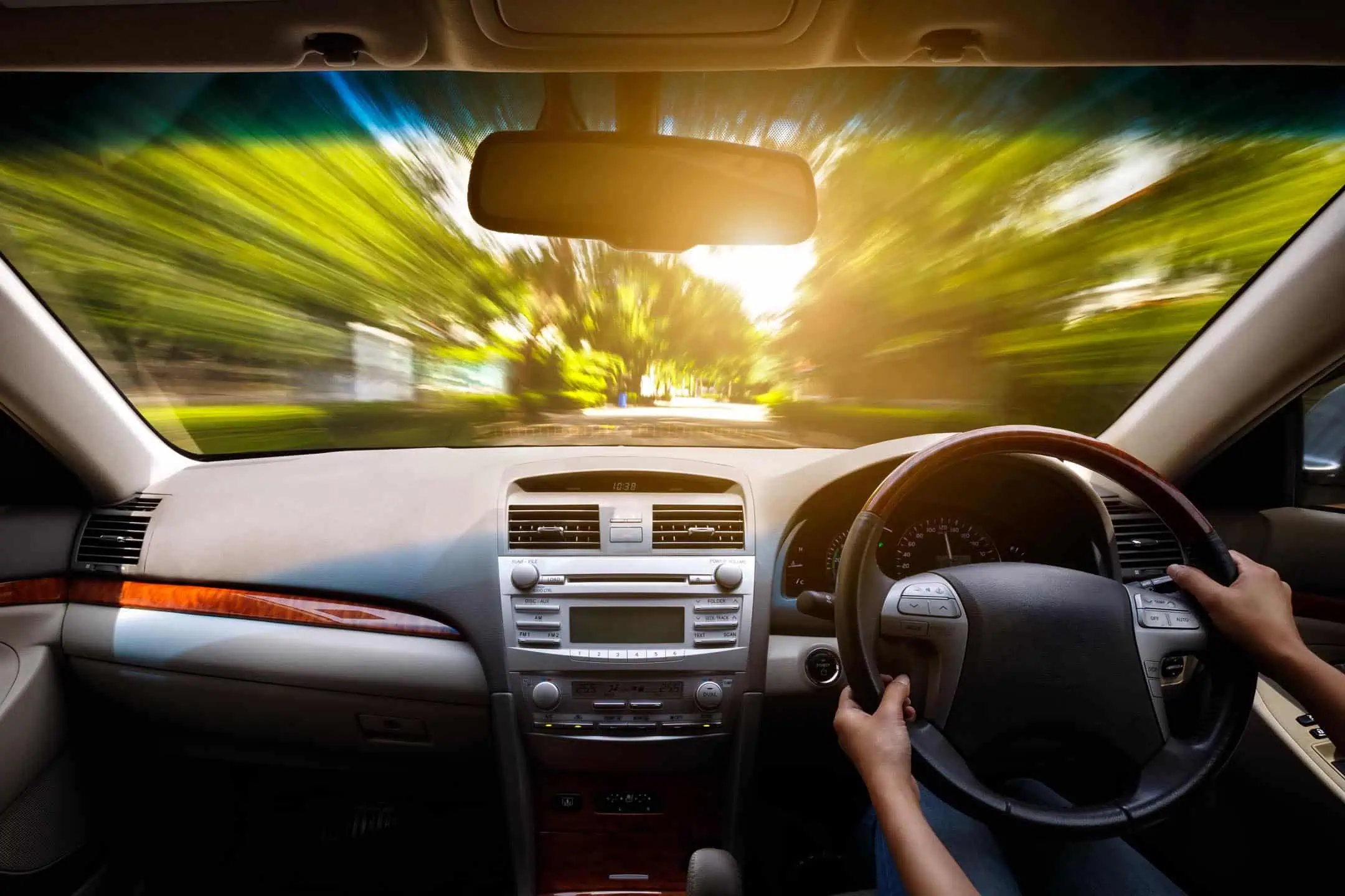 Pov Driving Looking Through Windscreen