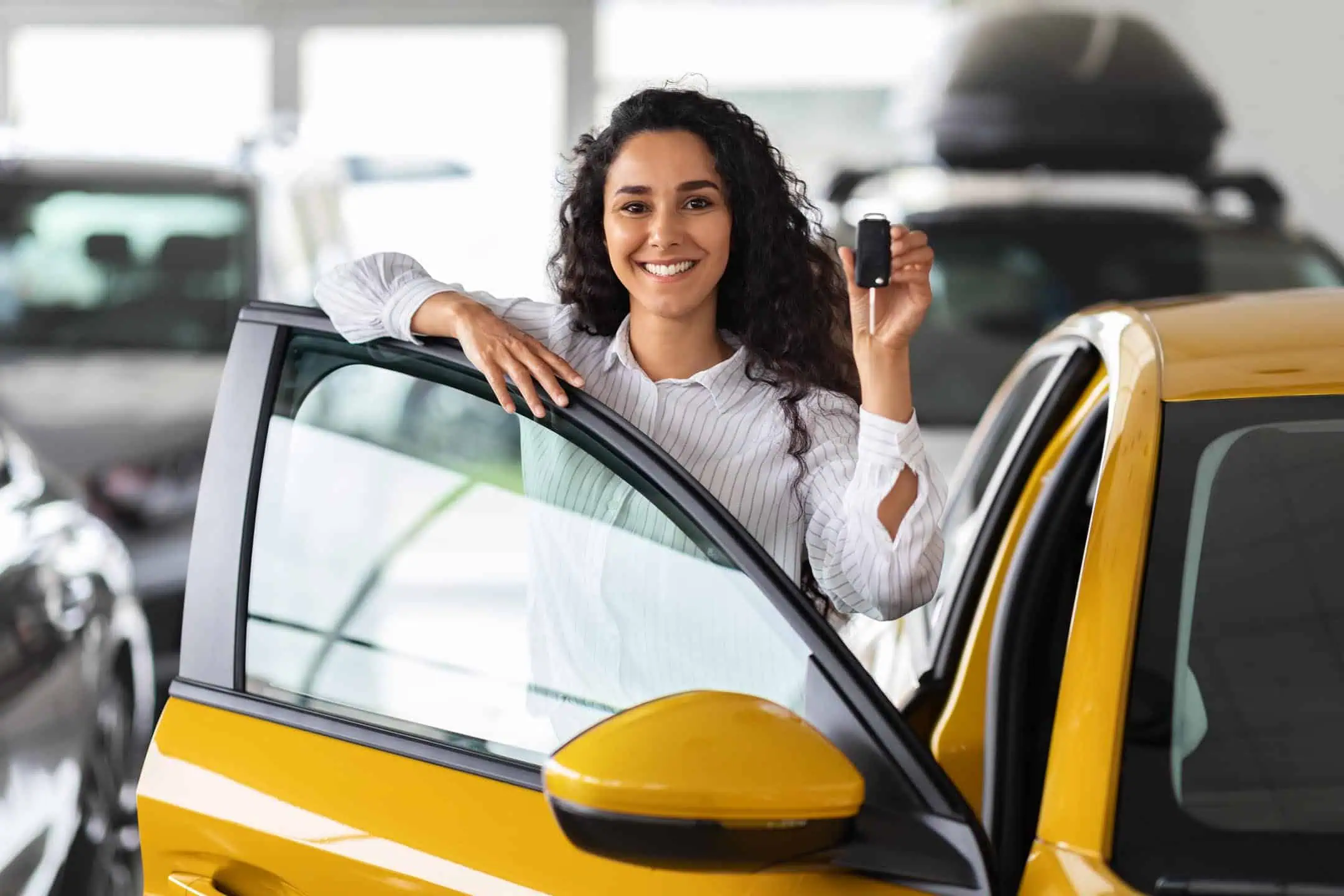 Girl Buying Yellow Car