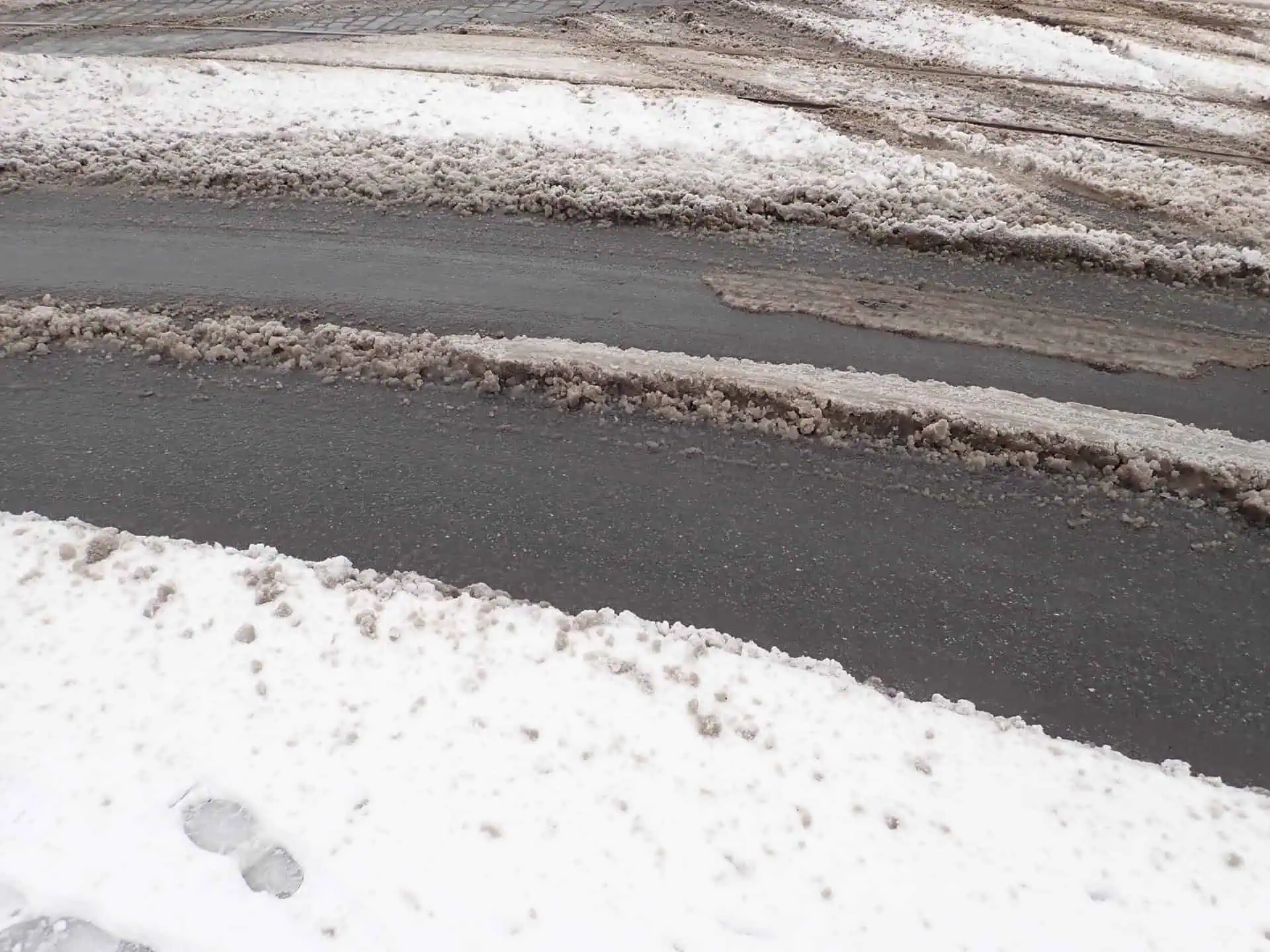 Snow And Slush On Road